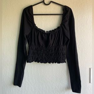 Black Long Sleeve Crop Top